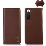 For Sony Xperia 10 IV KHAZNEH Nappa Top Layer Cowhide Leather Phone Case(Brown)