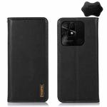 For Xiaomi Redmi 10C / 10 India KHAZNEH Nappa Top Layer Cowhide Leather Phone Case(Black)