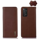 For Xiaomi Redmi Note 11 4G/11S 4G Global KHAZNEH Nappa Top Layer Cowhide Leather Phone Case(Brown)