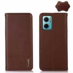 For Xiaomi Redmi Note 11E / Redmi 10 5G KHAZNEH Nappa Top Layer Cowhide Leather Phone Case(Brown)