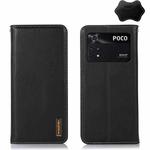 For Xiaomi Poco M4 Pro 4G KHAZNEH Nappa Top Layer Cowhide Leather Phone Case(Black)