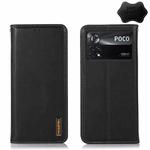 For Xiaomi Poco X4 Pro 5G KHAZNEH Nappa Top Layer Cowhide Leather Phone Case(Black)