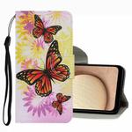 For Samsung Galaxy A03s Coloured Drawing Pattern Leather Phone Case(Chrysanthemum Butterfly)