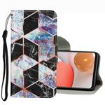 For Samsung Galaxy A42 5G Coloured Drawing Pattern Leather Phone Case(Black Marble)