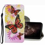 For Samsung Galaxy S22 Ultra 5G Coloured Drawing Pattern Leather Phone Case(Chrysanthemum Butterfly)