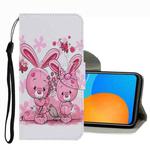 For Huawei P Smart 2021 Coloured Drawing Pattern Leather Phone Case(Cute Rabbit)