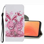 For Xiaomi Mi 10T / 10T Pro Coloured Drawing Pattern Leather Phone Case(Cute Rabbit)
