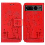 For Google Pixel 7 5G Embossing Rose Couple Leather Phone Case(Red)