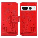 For Google Pixel 7 Pro 5G Embossing Rose Couple Leather Phone Case(Red)