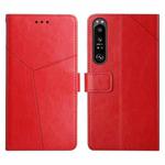 For Sony Xperia 1 Y Stitching Horizontal Flip Leather Phone Case(Red)