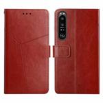 For Sony Xperia 1 Y Stitching Horizontal Flip Leather Phone Case(Brown)