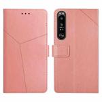 For Sony Xperia 1 Y Stitching Horizontal Flip Leather Phone Case(Rose Gold)