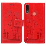 For Motorola Moto E7i Power Embossing Rose Couple Leather Phone Case(Red)