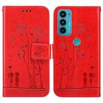 For Motorola Moto E20 / E30 / E40 Embossing Rose Couple Leather Phone Case(Red)