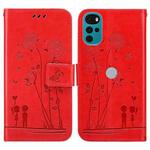 For Motorola Moto G22 Embossing Rose Couple Leather Phone Case(Red)