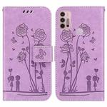 For Motorola Moto G30 / G10 / G20 Embossing Rose Couple Leather Phone Case(Purple)
