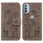 For Motorola Moto G31 / G41 Embossing Rose Couple Leather Phone Case(Grey)