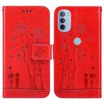 For Motorola Moto G31 / G41 Embossing Rose Couple Leather Phone Case(Red)