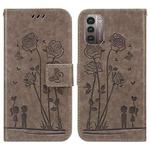 For Nokia G21 / G11 Embossing Rose Couple Leather Phone Case(Grey)
