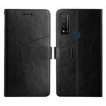 For TCL 20 R 5G Y Stitching Horizontal Flip Leather Phone Case(Black)