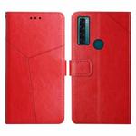 For TCL 20 SE Y Stitching Horizontal Flip Leather Phone Case(Red)