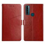 For TCL 20 SE Y Stitching Horizontal Flip Leather Phone Case(Brown)