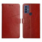 For TCL 30 SE Y Stitching Horizontal Flip Leather Phone Case(Brown)