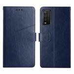 For TCL 205 Y Stitching Horizontal Flip Leather Phone Case(Blue)