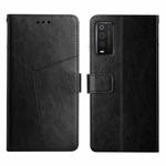 For TCL 205 Y Stitching Horizontal Flip Leather Phone Case(Black)