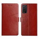 For TCL 205 Y Stitching Horizontal Flip Leather Phone Case(Brown)