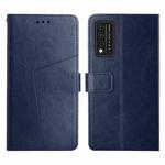 For T-Mobile Revvl V+ 5G Y Stitching Horizontal Flip Leather Phone Case(Blue)