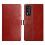 For T-Mobile Revvl V+ 5G Y Stitching Horizontal Flip Leather Phone Case(Brown)