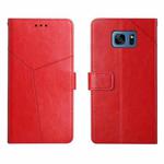 For Samsung Galaxy S7 Edge Y Stitching Horizontal Flip Leather Phone Case(Red)