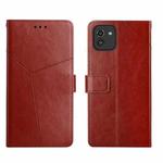 For Samsung Galaxy A03 166mm EU Version Y Stitching Horizontal Flip Leather Phone Case(Brown)