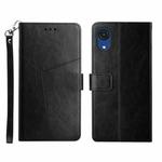 For Samsung Galaxy A03 Core Y Stitching Horizontal Flip Leather Phone Case(Black)