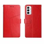 For Samsung Galaxy M23 Y Stitching Horizontal Flip Leather Phone Case(Red)