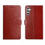 For Samsung Galaxy A13 5G Y Stitching Horizontal Flip Leather Phone Case(Brown)