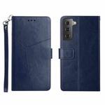 For Samsung Galaxy S22 Y Stitching Horizontal Flip Leather Phone Case(Blue)