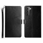 For Samsung Galaxy S22+ Y Stitching Horizontal Flip Leather Phone Case(Black)