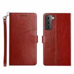 For Samsung Galaxy S22+ Y Stitching Horizontal Flip Leather Phone Case(Brown)