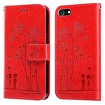 For iPhone SE 2022 / SE 2020 / 8 / 7 Embossing Rose Couple Leather Phone Case(Red)