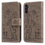 For Samsung Galaxy A13 5G Embossing Rose Couple Leather Phone Case(Grey)