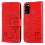 For Samsung Galaxy S20 FE 4G&5G / S20 Lite Embossing Rose Couple Leather Phone Case(Red)