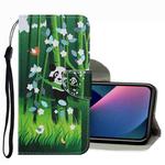 For iPhone 13 mini Coloured Drawing Pattern Leather Phone Case (Panda)