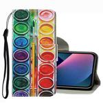 For iPhone 13 mini Coloured Drawing Pattern Leather Phone Case (Eye Shadow)