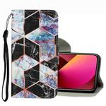 For iPhone 13 Coloured Drawing Pattern Leather Phone Case(Black Marble)