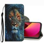 For iPhone 13 Coloured Drawing Pattern Leather Phone Case(Lion)