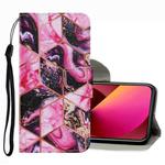 For iPhone 13 Coloured Drawing Pattern Leather Phone Case(Purple Marble)