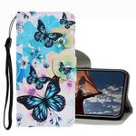 For iPhone 13 Pro Coloured Drawing Pattern Leather Phone Case (Purple Butterfly)