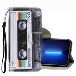 For iPhone 13 Pro Max Coloured Drawing Pattern Leather Phone Case (Tape)